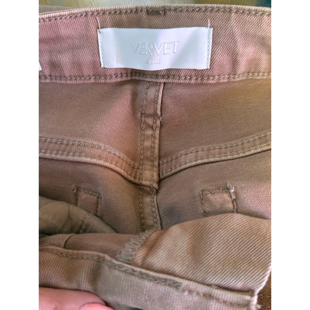 🤎NWT Vervet Mid Rise Straight Jeans Tan Raw Hem Stretch Size 24 - Picture 5 of 5